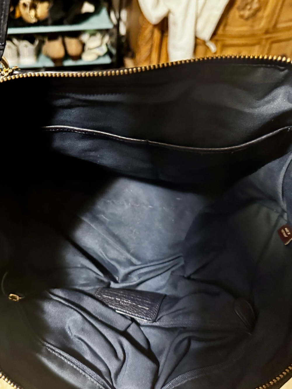 Coach Black Pebbled Leather Tote with Gold Hardware - Picture 2 of 2